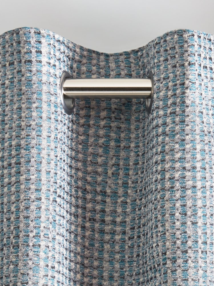 Teal Blue Next Mini Circle Geometric Jacquard Eyelet Lined Curtains - Image 3 of 4