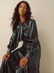 Monsoon Green Madelyn Metallic Midi Dress - Image 4 of 5