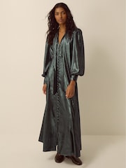 Monsoon Green Madelyn Metallic Midi Dress - Image 5 of 5