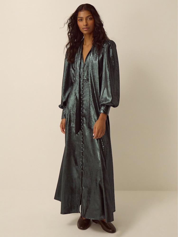 Monsoon Green Madelyn Metallic Midi Dress - Image 5 of 5 Monsoon Green Madelyn Metallic Midi Dress - Image 5 of 5