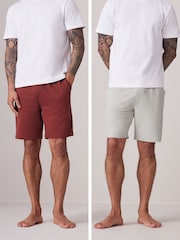 Stone/Orange 100% Cotton Lightweight Joggers Shorts 2 Pack - Image 1 of 14