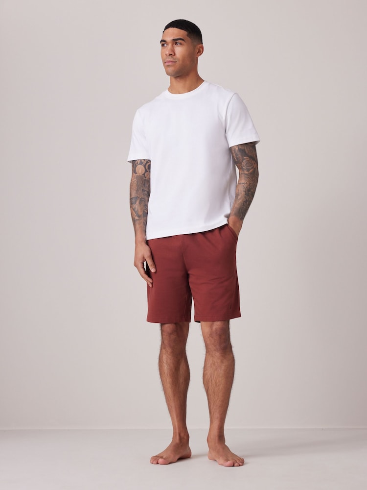 Stone/Orange 100% Cotton Lightweight Joggers Shorts 2 Pack - Image 2 of 14