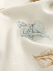 Ecru White Seahorse Print Sleeveless Ruched Side Linen Blend Shirt - Image 6 of 6