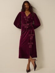 Monsoon Red Buffy Bow Velvet Midi Skirt - Image 1 of 4