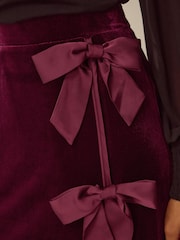 Monsoon Red Buffy Bow Velvet Midi Skirt - Image 3 of 4