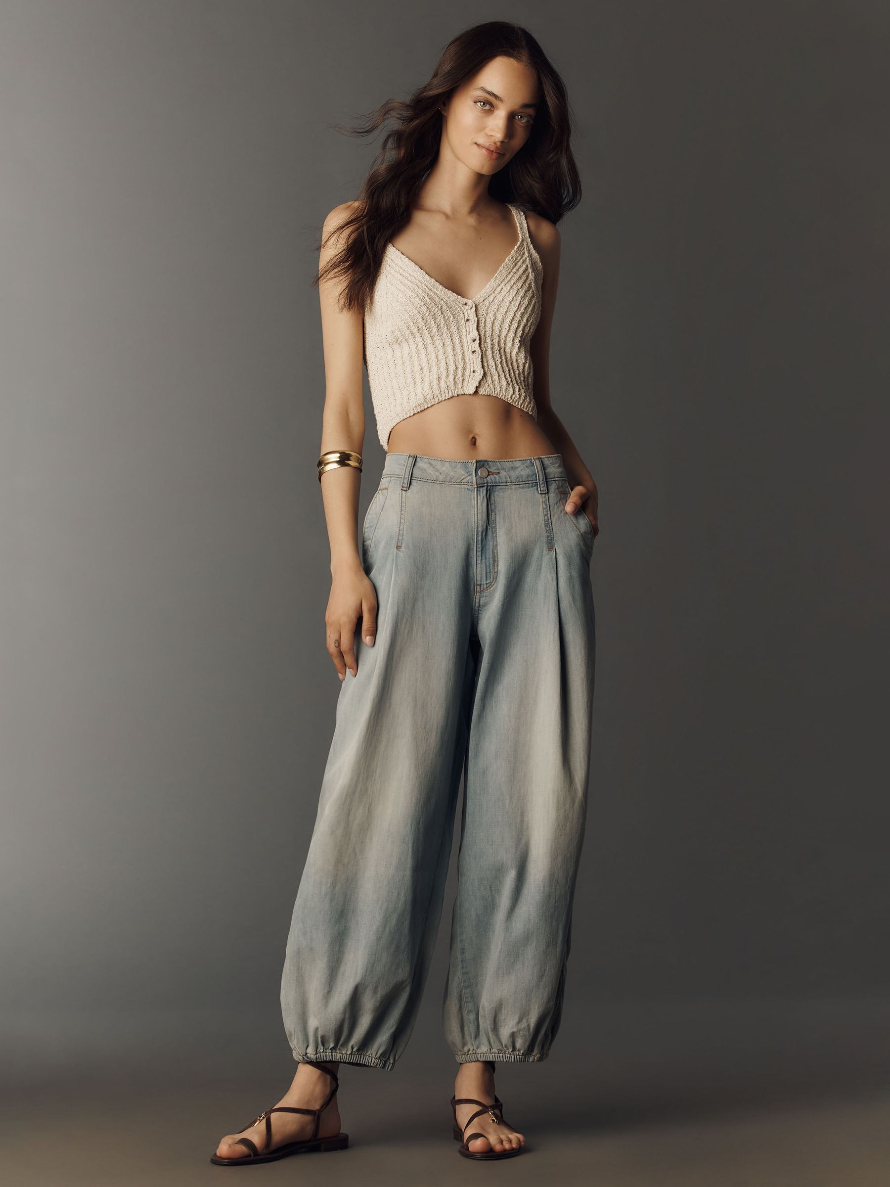 Buy Anthropologie Blue Pilcro Isabela High-Rise Balloon Jeans from