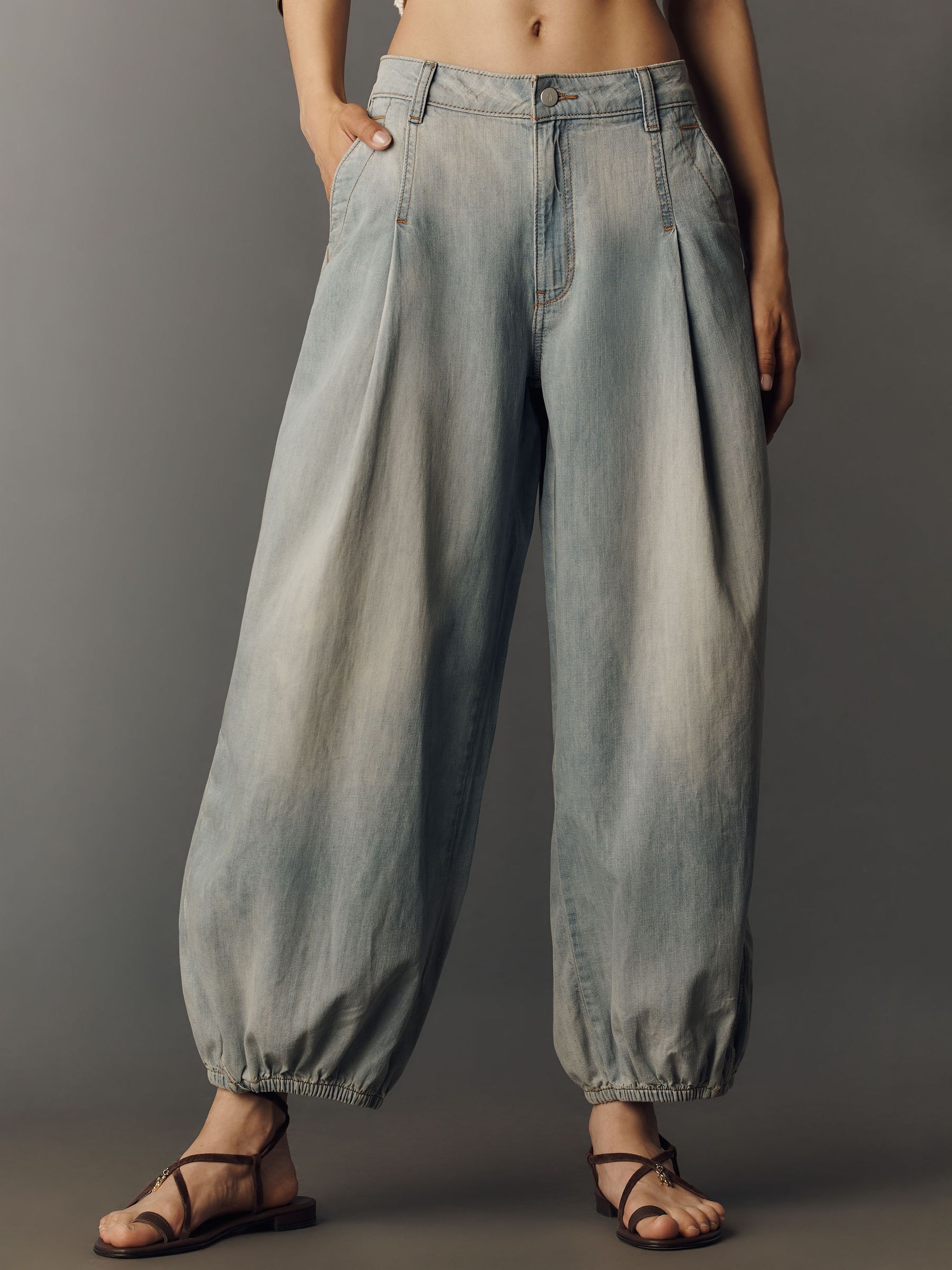Buy Anthropologie Blue Pilcro Isabela High-Rise Balloon Jeans from