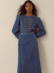 Monsoon Military Denim Midi Dress - Slika 3 iz 4