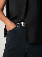 Black Sleeveless Crinkle Vest Top - Image 5 of 7