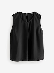 Black Sleeveless Crinkle Vest Top - Image 6 of 7
