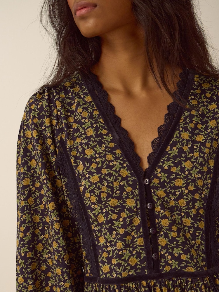 Monsoon Sophie Floral Print Jersey Midi Dress - Imaginea 4 din 4