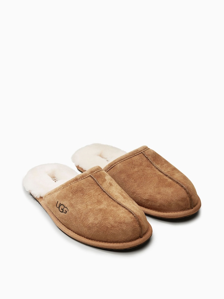 UGG Chestnut Brown Faux Fur Lined Scuff Slippers - Image 1 of 5