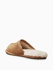 UGG Chestnut Brown Faux Fur Lined Scuff Slippers - Image 3 of 5