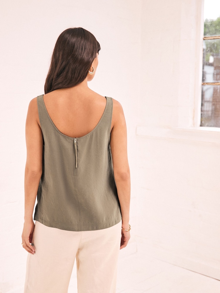 Khaki Green Sleeveless Scoop Cami Top - Image 2 of 7