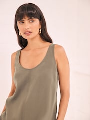 Khaki Green Sleeveless Scoop Cami Top - Image 4 of 7