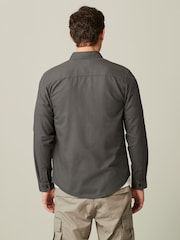Charcoal Grey Twin Pocket Textured Western Long Sleeve 100% Cotton Shirt - Image 3 of 8