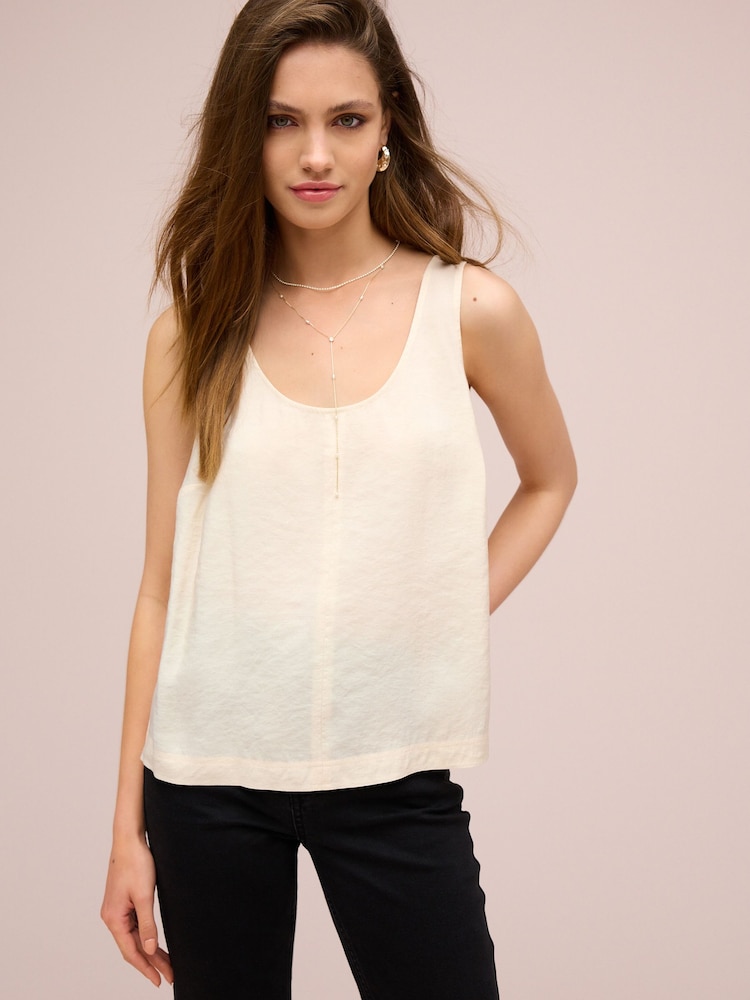 Ecru Cream Sleeveless Scoop Cami Top - Image 1 of 7
