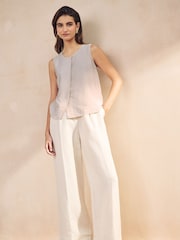 Ecru Sleeveless Crinkle Vest Top - Image 2 of 7