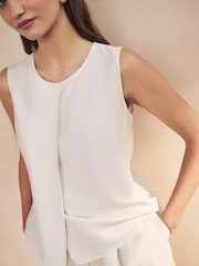 Ecru Sleeveless Crinkle Vest Top - Image 4 of 7