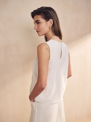 Ecru Sleeveless Crinkle Vest Top - Image 5 of 7
