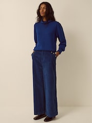 Monsoon Blue Lucy Corduroy Wide Leg Trousers - Image 1 of 4