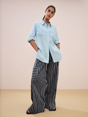 Light Blue 100% Linen Long Sleeve Shirt - Image 2 of 6