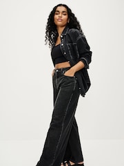 Washed Black Wide Leg Jeans - Image 2 of 6