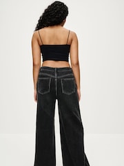 Washed Black Wide Leg Jeans - Image 3 of 6