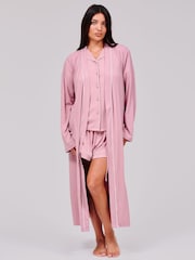 Loungeable Pink Rib Lightweight Dressing Gown - Image 3 of 4