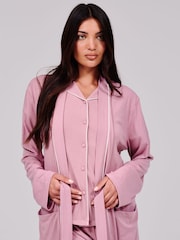 Loungeable Pink Rib Lightweight Dressing Gown - Image 4 of 4