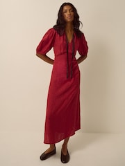 Monsoon Tiana Collared Floral Jacquard Midi Dress - Εικόνα 1 από 4