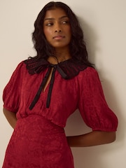 Monsoon Tiana Collared Floral Jacquard Midi Dress - Εικόνα 3 από 4