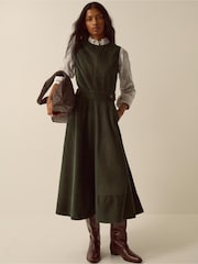 Monsoon Green Ella Sleeveless Corduroy Midi Dress - Image 1 of 4