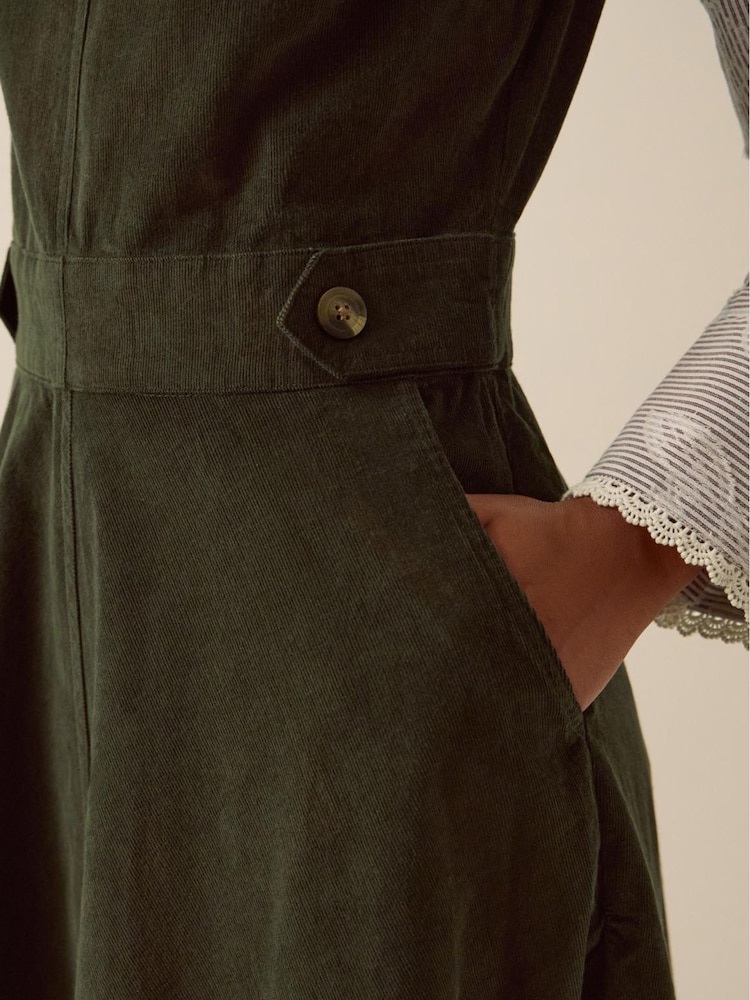 Monsoon Green Ella Sleeveless Corduroy Midi Dress - Image 2 of 4