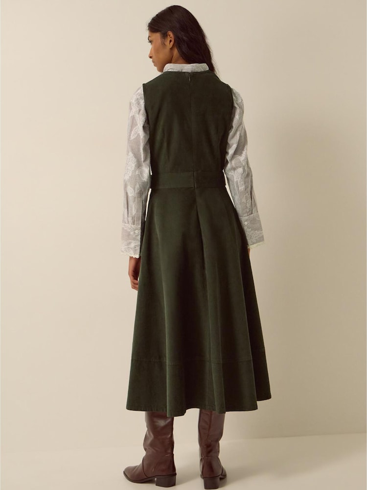 Monsoon Green Ella Sleeveless Corduroy Midi Dress - Image 4 of 4