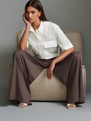 White 100% Cotton Poplin Short Sleeve Utility Shirt - Image 2 of 6