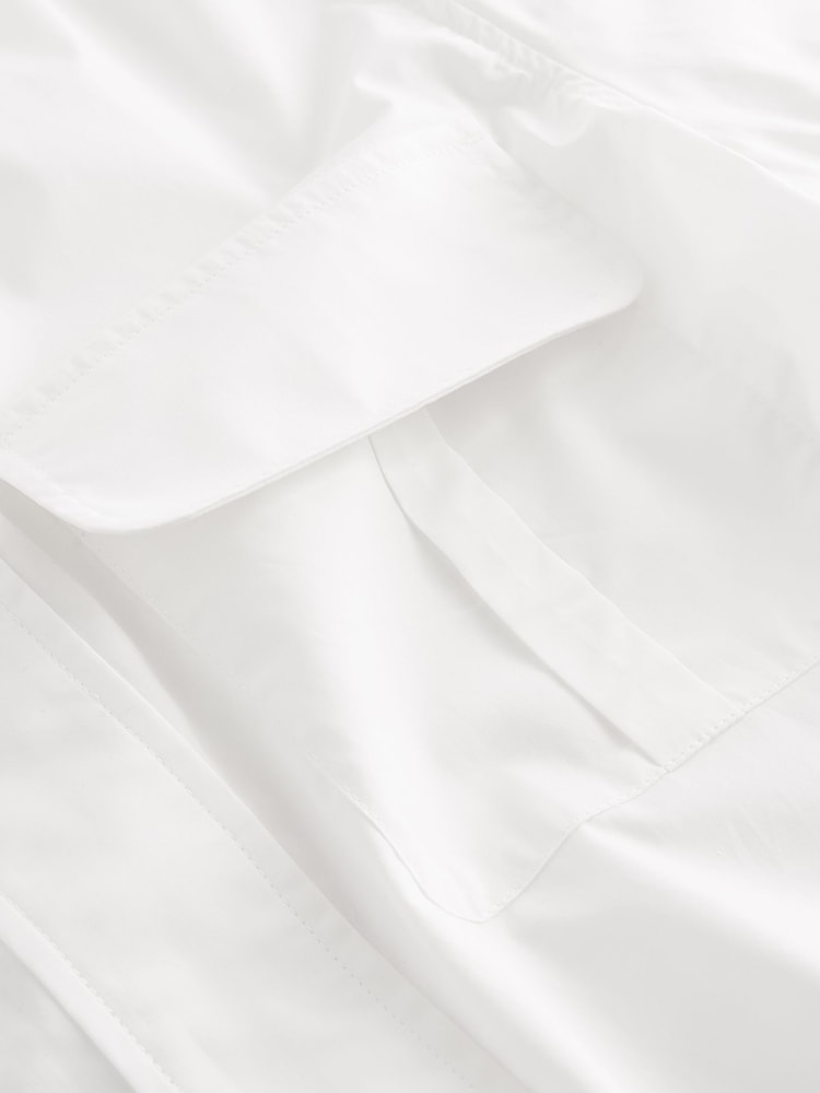 White 100% Cotton Poplin Short Sleeve Utility Shirt - Image 6 of 6