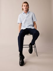 Blue Stripe Printed Linen Blend Shirt - Image 2 of 6