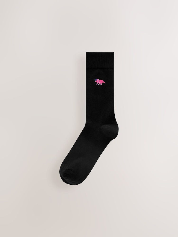 Bright Dinosaur Fun Embroidered Socks 8 Pack - Image 3 of 11