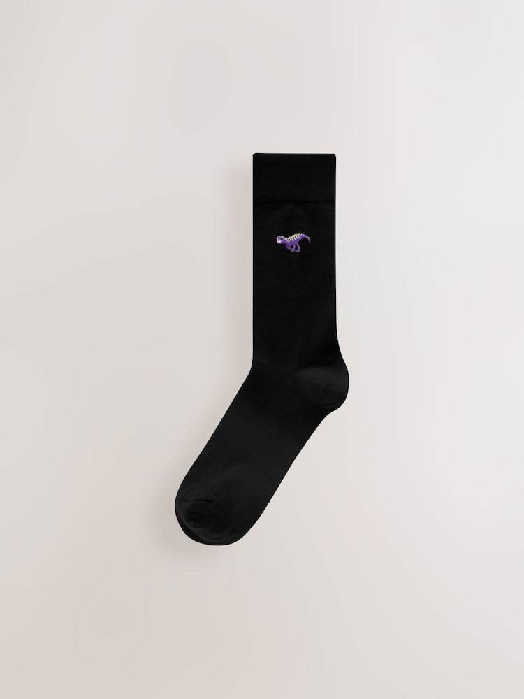 Bright Dinosaur Fun Embroidered Socks 8 Pack - Image 7 of 11