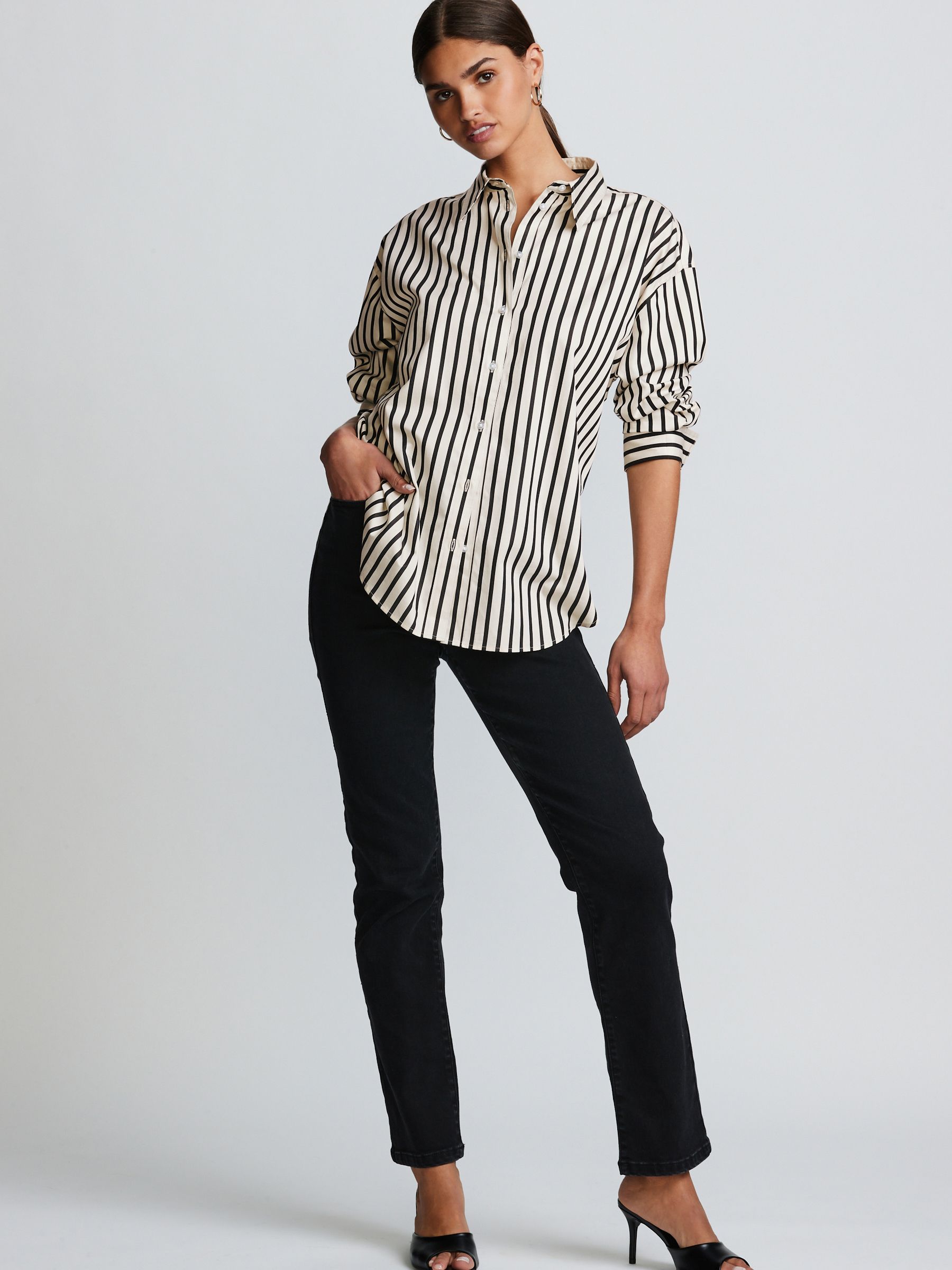 Buy Black/White Stripe Oversized Shirt from Next Canada