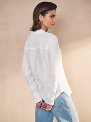 White Long Sleeve Utility Pocket Shirt - Image 3 of 7