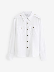 White Long Sleeve Utility Pocket Shirt - Image 6 of 7