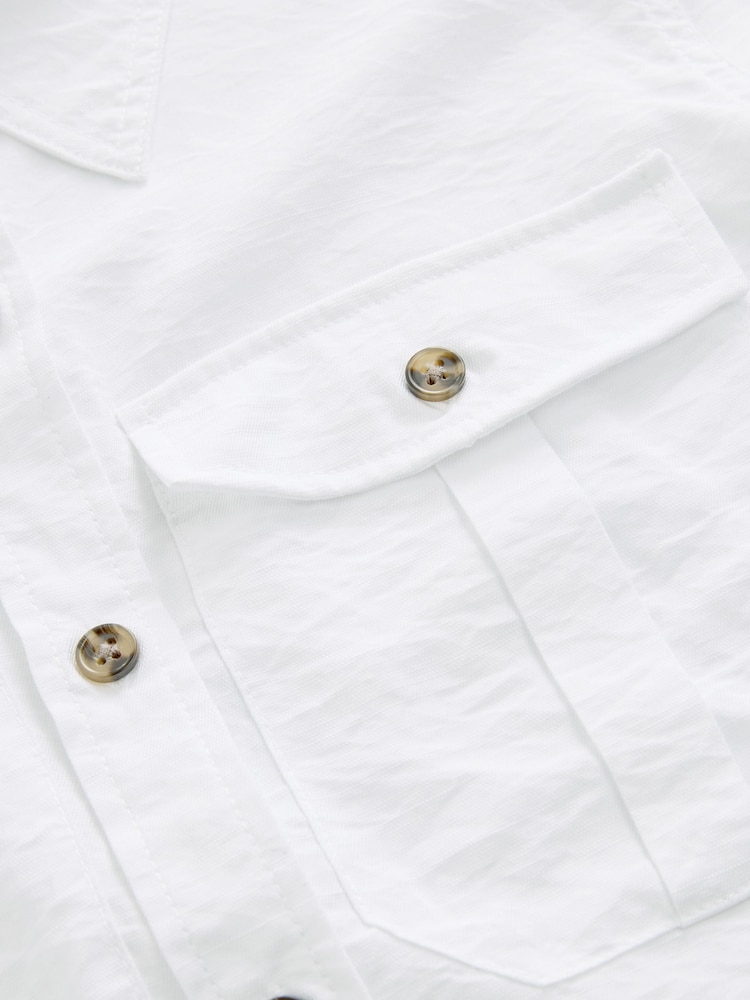 White Long Sleeve Utility Pocket Shirt - Image 7 of 7