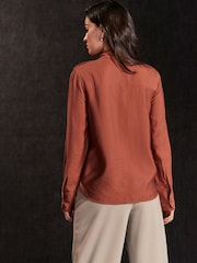 Rust Brown Long Sleeve Utility Pocket Shirt - Image 4 of 7