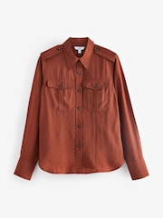 Rust Brown Long Sleeve Utility Pocket Shirt - Image 6 of 7
