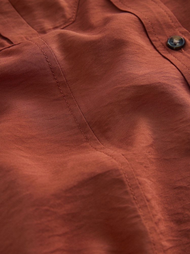 Rust Brown Long Sleeve Utility Pocket Shirt - Image 7 of 7