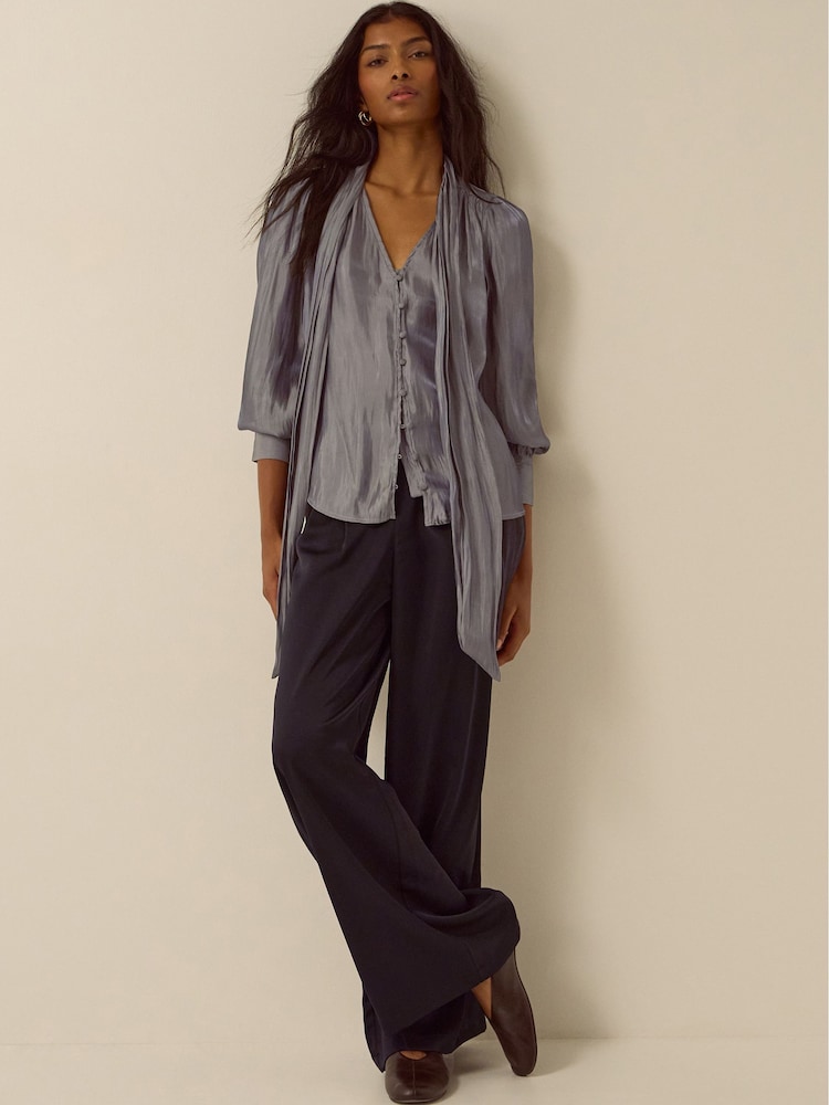 Monsoon Grey Pussybow Blouse - Image 2 of 4 Monsoon Grey Pussybow Blouse - Image 2 of 4