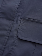 Navy Blue 100% Cotton Poplin Short Sleeve Utility Shirt - Image 8 of 8