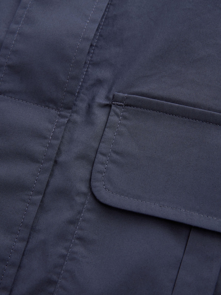 Navy Blue 100% Cotton Poplin Short Sleeve Utility Shirt - Image 8 of 8